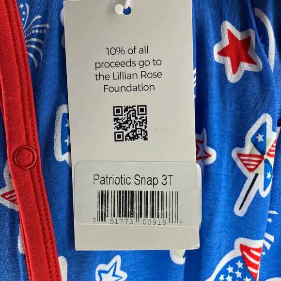 NWT LAREE + CO Bamboo Patriotic Snap Convertible Footie Fourth of July 3T - Picture 3 of 4